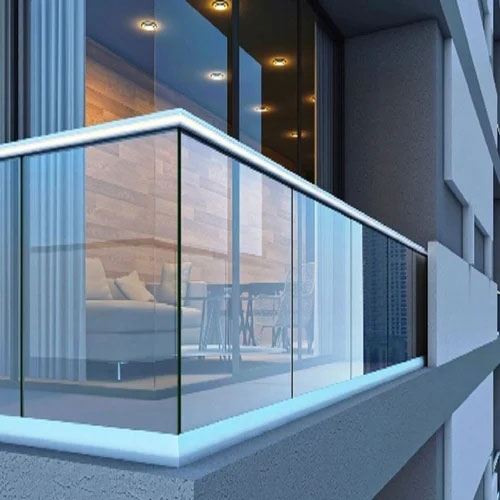 Aluminum glass railing for balcony with modern design in Delhi